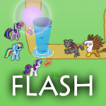 Size: 150x150 | Tagged: safe, artist:futzi01, derpibooru import, applejack, fluttershy, gilda, pinkie pie, rainbow dash, rarity, rover, twilight sparkle, diamond dog, gryphon, flash, flash game, game, pixel art, shadowbolts