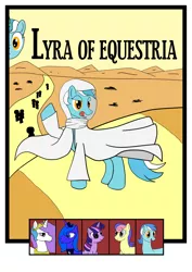 Size: 3998x5654 | Tagged: artist:mediocreatbest93, bon bon, derpibooru import, lawrence of arabia, lyra heartstrings, movie poster, parody, poster, princess celestia, princess luna, safe, sweetie drops, twilight sparkle