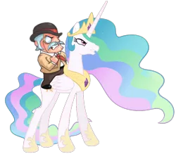 Size: 900x788 | Tagged: angry, artist:elbruno3593, britain, british, crossover, derpibooru import, henry hatsworth, henry hatsworth in the puzzling adventure, human, princess celestia, riding, safe, simple background, transparent background, vector
