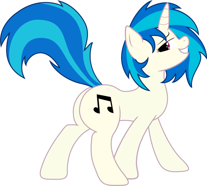 Size: 4455x4000 | Tagged: suggestive, artist:shelmo69, artist:skipsy, derpibooru import, vinyl scratch, pony, unicorn, absurd resolution, cutie mark, female, grin, hooves, horn, mare, plot, simple background, smiling, solo, solo female, teeth, transparent background, vector