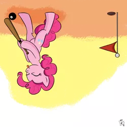 Size: 1500x1500 | Tagged: 8-ball, artist:lamaneus, baseball bat, derpibooru import, golf, pinkie pie, safe, upside down