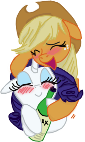 Size: 362x601 | Tagged: safe, artist:atrixwolfe, artist:whitediamonds, derpibooru import, applejack, rarity, alcohol, blushing, drunk, drunk aj, drunk lesbian, drunk rarity, female, lesbian, rarijack, shipping