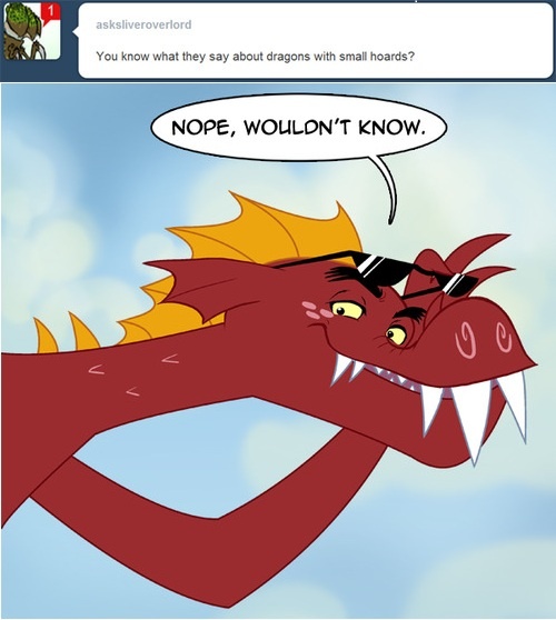 Size: 500x558 | Tagged: ask, derpibooru import, dragon, for the hoard, garble, male, safe, solo, speech bubble, sunglasses, tumblr