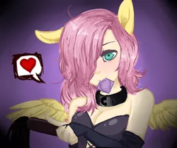 Size: 600x500 | Tagged: ambiguous facial structure, anthro, artist:xarakayx, breasts, collar, condom, derpibooru import, fluttershy, humanized, mouth hold, suggestive, winged humanization