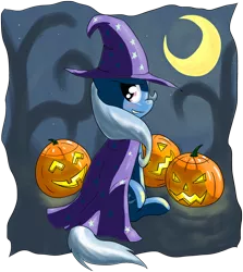 Size: 2252x2522 | Tagged: artist:hieronymuswhite, derpibooru import, halloween, high res, holiday, jack-o-lantern, pumpkin, safe, smiling, trixie