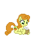 Size: 120x120 | Tagged: animated, artist:ponynoia, basket, carrot top, cute, cutie top, derpibooru import, desktop ponies, eating, food, golden harvest, grazing, nom, popcorn, safe, simple background, solo, sprite, swallowing, transparent background
