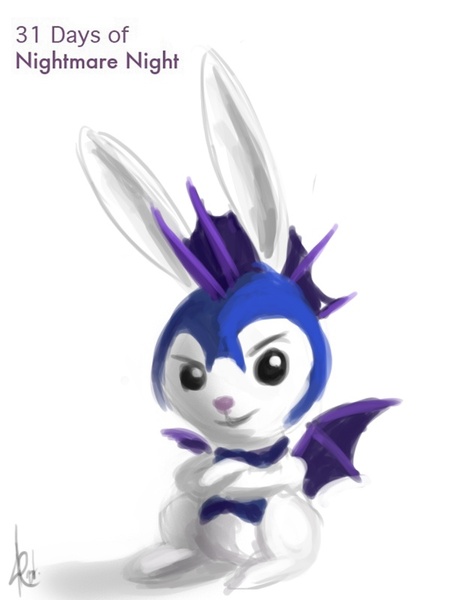 Size: 600x800 | Tagged: safe, artist:raikoh, derpibooru import, angel bunny, 31 days of nightmare night, costume, night guard