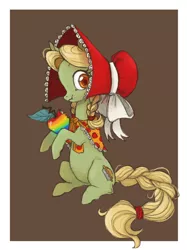 Size: 400x534 | Tagged: artist:thundergarden, derpibooru import, eating, granny smith, safe, zap apple