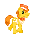 Size: 106x116 | Tagged: safe, artist:anonycat, artist:botchan-mlp, derpibooru import, carrot cake, earth pony, pony, animated, apron, bowtie, carrotbetes, clothes, cute, desktop ponies, hat, male, simple background, solo, sprite, stallion, transparent background, trotting, walk cycle
