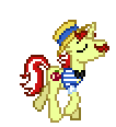 Size: 106x116 | Tagged: safe, artist:botchan-mlp, derpibooru import, flam, pony, unicorn, animated, cute, desktop ponies, eyes closed, flamabetes, hat, male, simple background, solo, sprite, stallion, straw hat, transparent background, trotting, walk cycle