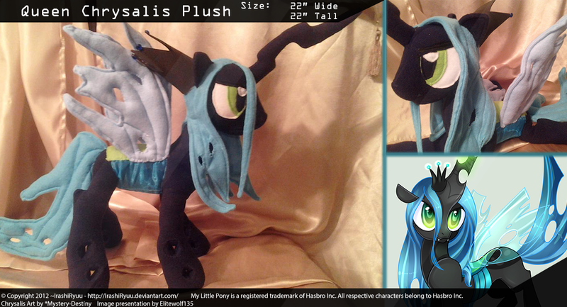 Size: 1215x658 | Tagged: artist:irashiryuu, derpibooru import, irl, photo, plushie, queen chrysalis, safe, solo