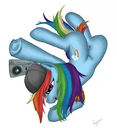 Size: 1001x1100 | Tagged: artist:leyanor, breakdancing, derpibooru import, rainbow dash, safe, solo, underhoof