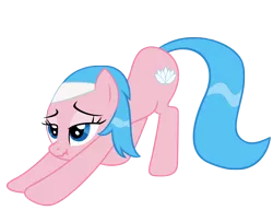 Size: 2415x1855 | Tagged: safe, artist:luckysmores, derpibooru import, aloe, pony, exploitable meme, female, iwtcird, mare, scrunchy face, simple background, solo, stretching, transparent background