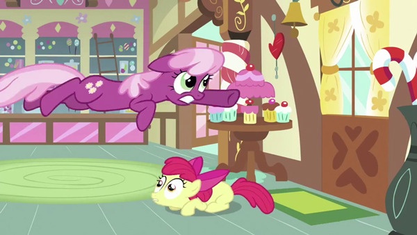 Size: 600x338 | Tagged: apple bloom, cheerilee, derpibooru import, hearts and hooves day, hearts and hooves day (episode), safe, screencap, sugarcube corner