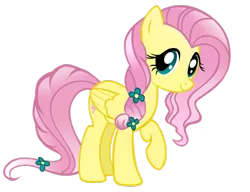 Size: 900x692 | Tagged: safe, artist:willowtails, derpibooru import, fluttershy, crystal pony, pegasus, pony, the crystal empire, spoiler:s03, alternate hairstyle, crystal empire, crystallized, female, flower, flower in hair, mare, raised hoof