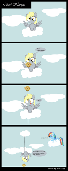 Size: 900x2268 | Tagged: safe, artist:huskkies, derpibooru import, derpy hooves, rainbow dash, pegasus, pony, comic, female, mare, muffin