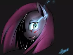 Size: 800x600 | Tagged: artist:starykrow, blood, derpibooru import, glowing eyes, grimdark, pinkamena diane pie, pinkie pie