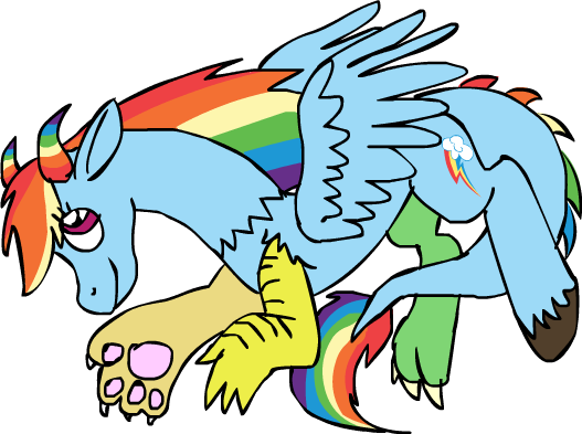 Size: 527x393 | Tagged: artist:blueacrylicfox, derpibooru import, draconequified, draconequus, rainbow dash, safe, species swap