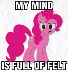 Size: 800x840 | Tagged: caption, derpibooru import, felt, image macro, pinkie pie, pun, reaction image, safe