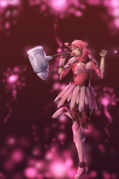 Size: 1000x1500 | Tagged: armor, artist:laweegie, derpibooru import, fantasy class, hammer, humanized, pinkie pie, safe, weapon