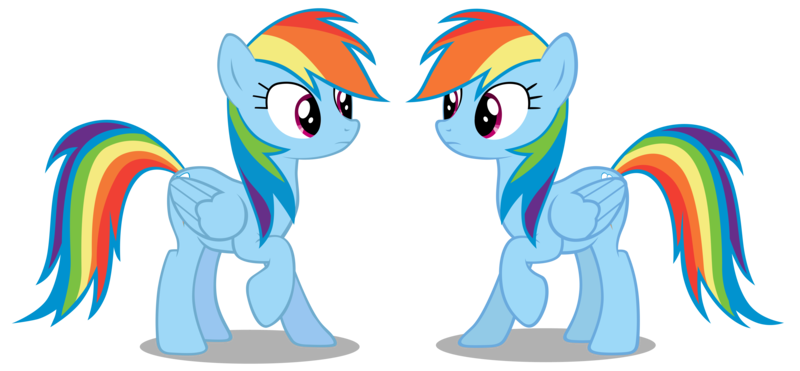 Size: 5936x2750 | Tagged: safe, artist:mrlolcats17, derpibooru import, rainbow dash, changeling, pegasus, pony, cutie mark, disguise, disguised changeling, female, hooves, looking at each other, mare, raised hoof, simple background, transparent background, vector, wings