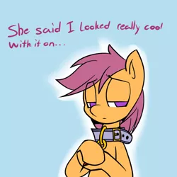 Size: 650x650 | Tagged: artist:serendipity-kitty, collar, cutie mark, cutie mark collar, derpibooru import, lesboloo, pet tag, safe, scootaloo