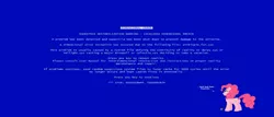 Size: 1366x587 | Tagged: blue screen of death, derpibooru import, error message, pinkie pie, safe, solo, windows
