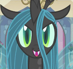 Size: 245x230 | Tagged: a canterlot wedding, animated, close-up, derpibooru import, it's coming right at us, queen chrysalis, safe, screencap, solo