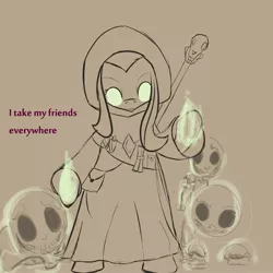 Size: 2000x2000 | Tagged: artist:yodita, derpibooru import, fluttershy, high res, magic, necromancer, necromancy, safe, skeleton, undead