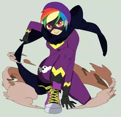 Size: 930x900 | Tagged: action pose, artist:mattmankoga, artist:themexicanautomobile, clothes, converse, costume, derpibooru import, human, humanized, nightmare night, rainbow dash, safe, shadowbolt dash, shadowbolts, shadowbolts costume, shoes, sneakers, solo