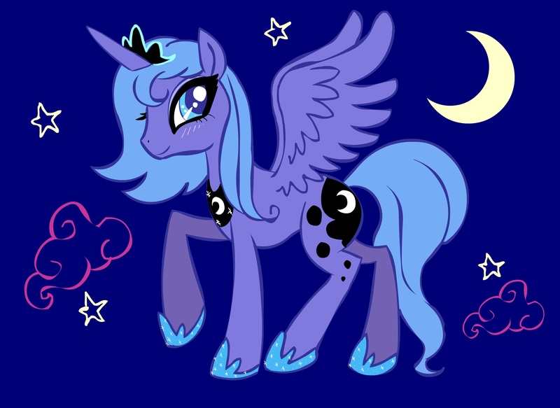 Size: 2421x1763 | Tagged: artist:termanianstar, crescent moon, derpibooru import, princess luna, s1 luna, safe, solo