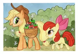 Size: 900x619 | Tagged: apple bloom, applejack, artist:kamirah, derpibooru import, safe