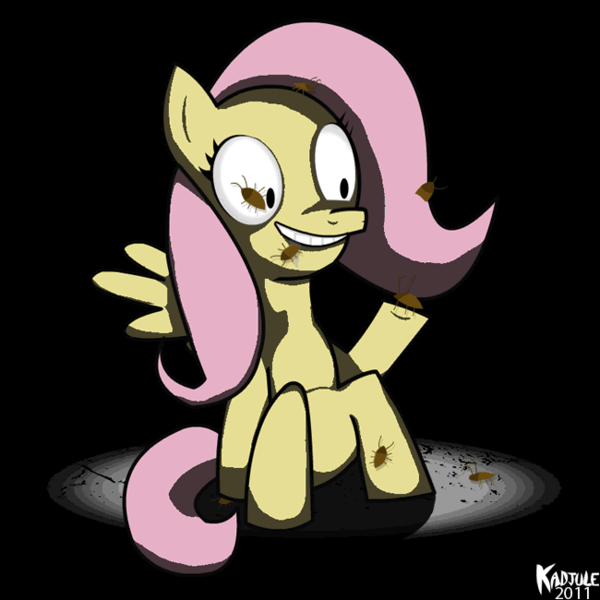 Size: 650x650 | Tagged: artist:kadjule, cockroach, derpibooru import, fluttershy, grimdark, insect, solo