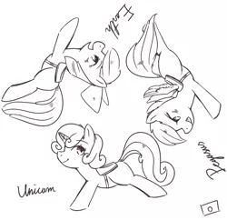 Size: 980x950 | Tagged: apple bloom, artist:japananon, artist:昔の傷口, cutie mark crusaders, derpibooru import, monochrome, safe, scootaloo, sketch, sweetie belle