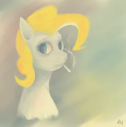 Size: 1460x1472 | Tagged: safe, artist:qsteel, derpibooru import, surprise, pegasus, pony, bust, color palette challenge, g1, g1 to g4, generation leap, limited palette, looking at you, sad, smoking, solo