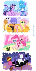 Size: 3300x6517 | Tagged: artist:rubtox, derpibooru import, dodo (jelly jamm), fluttershy, goomo, jelly jamm, mina (jelly jamm), ongo, piano, pinkie pie, rarity, rita, safe, twilight sparkle