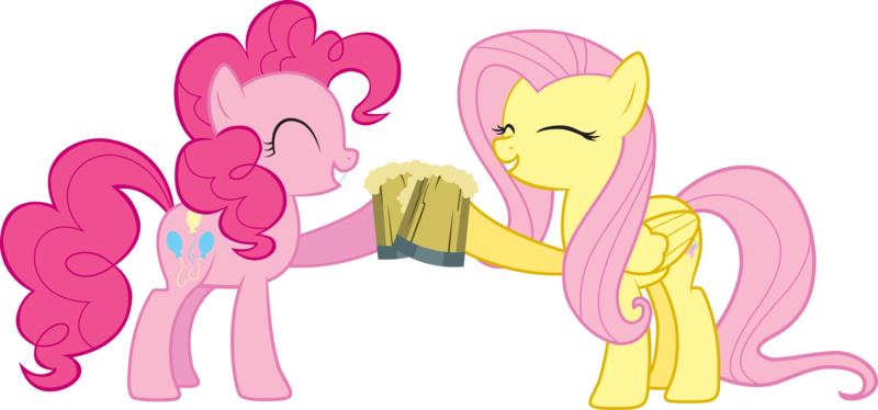 Size: 8619x4031 | Tagged: absurd resolution, artist:farenazar, cider, derpibooru import, fluttershy, pinkie pie, safe, simple background, transparent background, vector