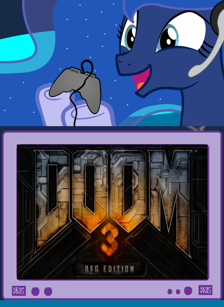 Size: 563x769 | Tagged: safe, derpibooru import, princess luna, pony, gamer luna, doom, doom 3, exploitable meme, gamer meme, meme, obligatory pony, tv meme