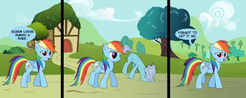 Size: 1280x512 | Tagged: artist:countdoofus, comic, derpibooru import, garfield, parody, rainbow dash, safe, screw loose