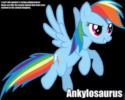 Size: 960x771 | Tagged: derpibooru import, dinosaur, meta, quote, rainbow dash, raocow, safe, solo