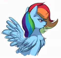 Size: 762x729 | Tagged: safe, artist:miikanism, derpibooru import, rainbow dash, bust, chest fluff, portrait, profile, solo