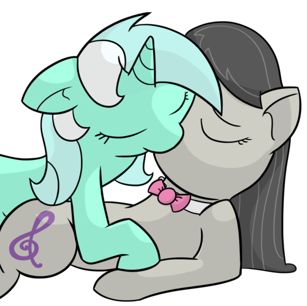 Size: 900x899 | Tagged: safe, artist:mickeymonster, derpibooru import, lyra heartstrings, octavia melody, earth pony, pony, unicorn, female, kissing, lesbian, octyra, shipping