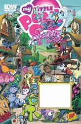 Size: 309x470 | Tagged: safe, artist:andypriceart, derpibooru import, idw, cranky doodle donkey, derpy hooves, doctor whooves, rainbow dash, time turner, donkey, earth pony, pegasus, pony, unicorn, the return of queen chrysalis, blues brothers, comic, cover, idw advertisement, magnum p.i., official comic, ponyville