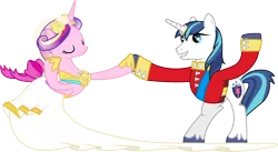 Size: 7250x3960 | Tagged: artist:90sigma, clothes, dancing, derpibooru import, dress, princess cadance, safe, shining armor, simple background, transparent background, vector, wedding