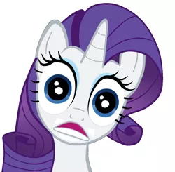 Size: 1020x1000 | Tagged: safe, derpibooru import, rarity, pony, unicorn, creepy, d:, dilated pupils, eyeshadow, female, frown, inverted mouth, looking at you, mare, open mouth, overly attached girlfriend, reaction image, simple background, solo, white background, wide eyes
