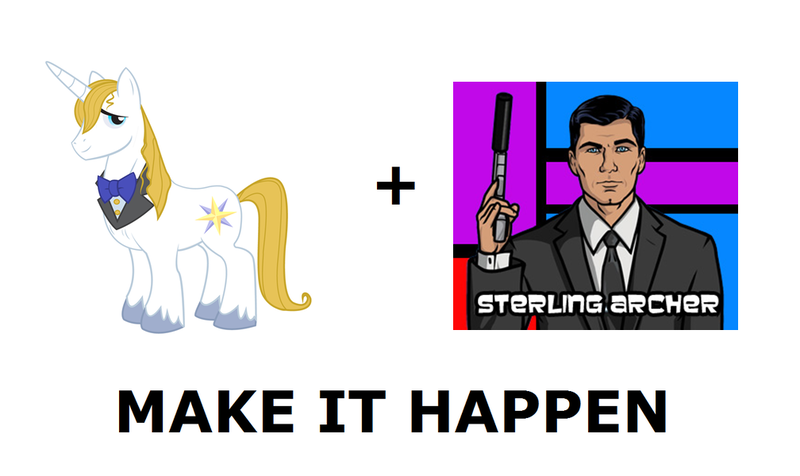 Size: 1008x600 | Tagged: all caps, archer (show), codename duchess, derpibooru import, exploitable meme, make it happen, meme, meta, prince blueblood, safe, sterling archer