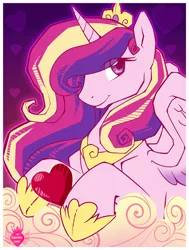 Size: 756x1000 | Tagged: artist:anuvia, derpibooru import, heart, princess cadance, safe, smiling, solo