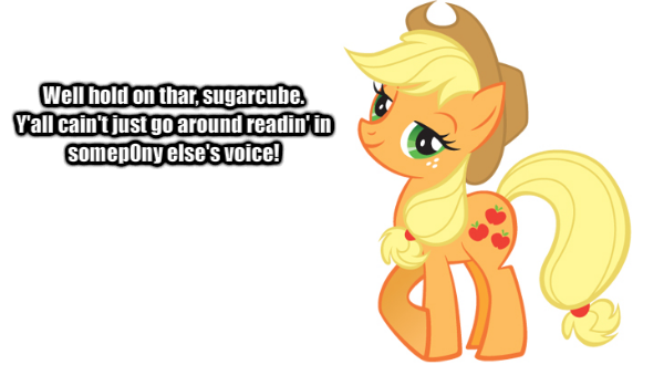 Size: 600x330 | Tagged: applejack, derpibooru import, get out of my head, safe, text