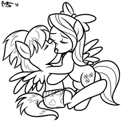 Size: 850x849 | Tagged: suggestive, artist:megasweet, derpibooru import, cloudchaser, flitter, pegasus, pony, bow, clothes, eyes closed, female, females only, french kiss, hair bow, hug, incest, kissing, lesbian, lineart, mare, monochrome, pegacest, shipping, simple background, underwear, white background