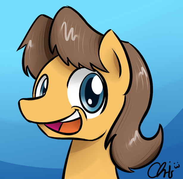 Size: 896x874 | Tagged: safe, artist:nekocrispy, derpibooru import, caramel, earth pony, pony, abstract background, bust, male, open mouth, signature, smiling, solo, stallion